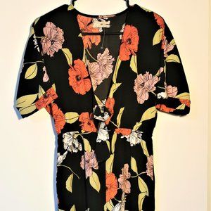 UO Plunging Floral Tie-Front Jumpsuit